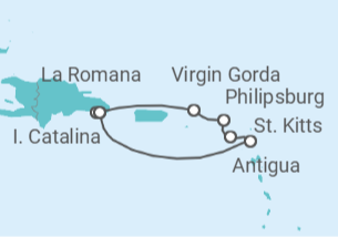 Itinerario del Crucero Islas Vírgenes - Reino Unido, Saint Maarten, San Cristóbal Y Nieves, Antigua Y Barbuda - MSC Cruceros