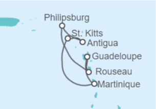Itinerario del Crucero Guadalupe, Saint Maarten, Antigua Y Barbuda, San Cristóbal Y Nieves - MSC Cruceros