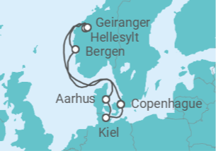 Itinerario del Crucero Noruega, Dinamarca, Alemania - Costa Cruceros