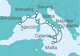 Itinerario del Crucero Malta, Italia, Francia - Costa Cruceros