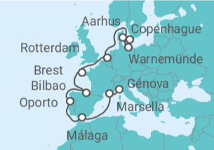 Itinerario del Crucero Dinamarca, Alemania, Holanda, Francia, España, Portugal - MSC Cruceros