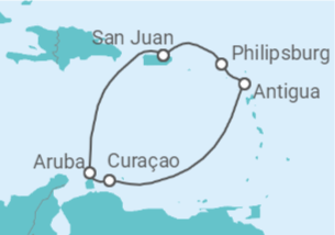 Itinerario del Crucero Noches del Caribe Sur y Aruba - Virgin Voyages