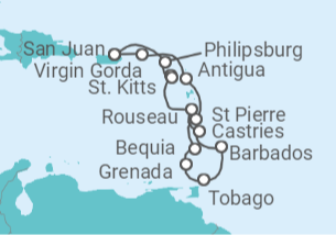 Itinerario del Crucero Islas Vírgenes - Reino Unido, Antigua Y Barbuda, Martinica, San Vicente e Islas Granadinas, Barba... - Azamara Club Cruises