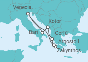 Itinerario del Crucero Italia, Montenegro, Grecia - Costa Cruceros
