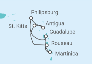 Itinerario del Crucero Guadalupe, Saint Maarten, Antigua Y Barbuda, San Cristóbal Y Nieves - MSC Cruceros