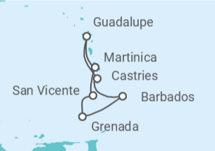 Itinerario del Crucero Guadalupe, Santa Lucía, Barbados, San Vicente e Islas Granadinas - MSC Cruceros