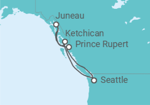 Itinerario del Crucero Alaska: Pasaje Interior y Fiordos Glaciares - Virgin Voyages