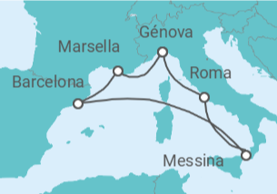 Itinerario del Crucero Italia, España, Francia - MSC Cruceros
