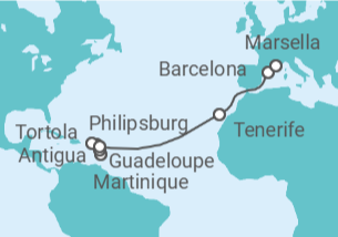 Itinerario del Crucero Guadalupe, Saint Maarten, Islas Vírgenes - Reino Unido, Antigua Y Barbuda, España - MSC Cruceros
