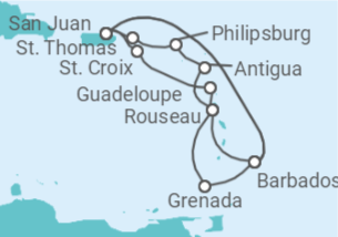Itinerario del Crucero Islas Vírgenes - Eeuu, Saint Maarten, Antigua Y Barbuda, Santa Lucía, Barbados, Puerto Rico, Guad... - Princess Cruises