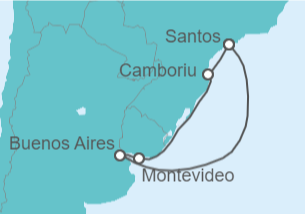 Itinerario del Crucero Brasil, Uruguay - MSC Cruceros