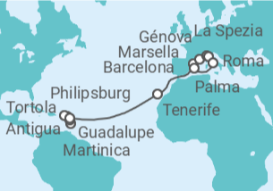Itinerario del Crucero desde Fort de France (Martinica)  a Palma de Mallorca (España) - MSC Cruceros
