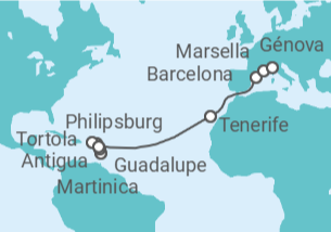 Itinerario del Crucero Guadalupe, Saint Maarten, Islas Vírgenes - Reino Unido, Antigua Y Barbuda, España, Francia - MSC Cruceros