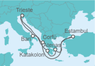 Itinerario del Crucero Turquía, Grecia, Italia - MSC Cruceros