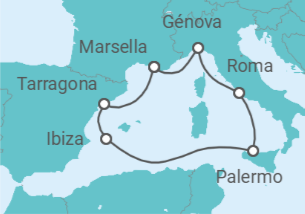Itinerario del Crucero Italia, España, Francia - MSC Cruceros