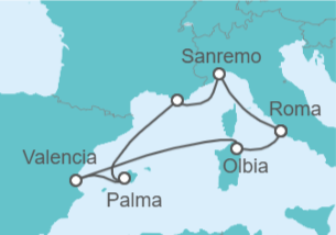 Itinerario del Crucero Italia, España - MSC Cruceros