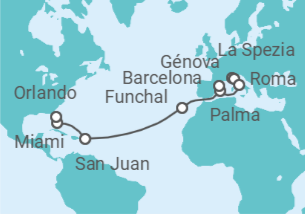 Itinerario del Crucero Italia, España, Portugal, Puerto Rico, Estados Unidos (EE.UU.) - MSC Cruceros