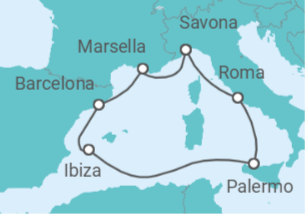 Itinerario del Crucero Francia, España, Italia - Costa Cruceros