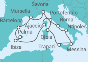 Itinerario del Crucero Italia, Francia, España - Costa Cruceros