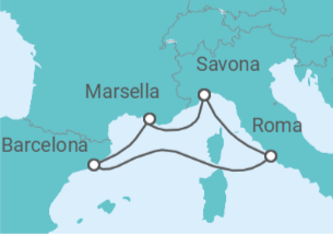 Itinerario del Crucero Francia, España, Italia - Costa Cruceros