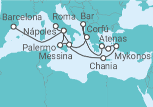 Itinerario del Crucero desde Civitavecchia (Roma) a Barcelona (España) - Princess Cruises