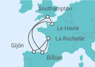 Itinerario del Crucero España, Francia - MSC Cruceros