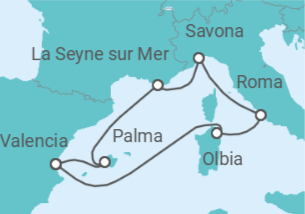Itinerario del Crucero Italia, Francia, España - Costa Cruceros