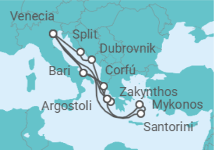 Itinerario del Crucero Italia, Grecia, Croacia - Costa Cruceros