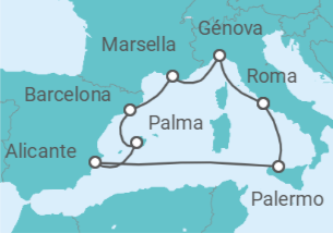 Itinerario del Crucero Italia, Francia, España - Costa Cruceros