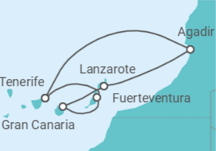 Itinerario del Crucero Islas Canarias - Costa Cruceros