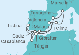 Itinerario del Crucero Portugal, Marruecos, España, Francia, Gibraltar - Celestyal Cruises