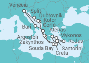 Itinerario del Crucero Italia, Grecia, Montenegro, Croacia - Costa Cruceros