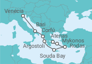 Itinerario del Crucero desde Venecia (Italia)  a Atenas (Grecia) - Costa Cruceros