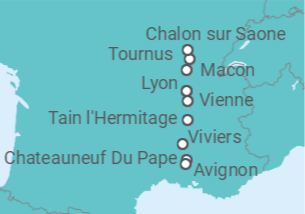 Itinerario del Crucero desde Lyon (Francia) a Aviñon (Francia) - Riverside