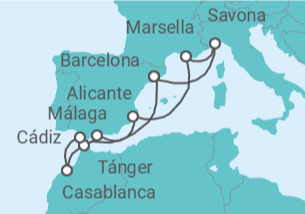 Itinerario del Crucero España, Marruecos, Francia - Costa Cruceros