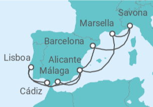 Itinerario del Crucero España, Francia, Italia, Portugal - Costa Cruceros