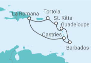Itinerario del Crucero Santa Lucía, Barbados, Guadalupe, San Cristóbal Y Nieves, Islas Vírgenes - Reino Unido - Costa Cruceros