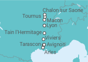 Itinerario del Crucero desde Aviñon (Francia) a Lyon (Francia) - Riverside