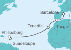 Itinerario del Crucero Saint Maarten, España, Marruecos - Costa Cruceros