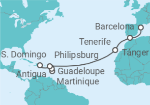 Itinerario del Crucero Antigua Y Barbuda, Martinica, Guadalupe, Saint Maarten, España, Marruecos - Costa Cruceros