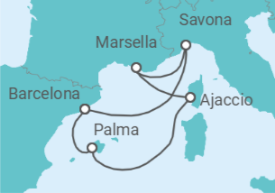 Itinerario del Crucero España, Francia - Costa Cruceros