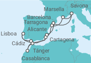 Itinerario del Crucero España, Portugal, Marruecos, Francia - Costa Cruceros