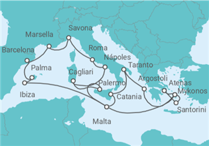 Itinerario del Crucero Grecia, Malta, España, Francia, Italia - Costa Cruceros
