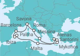 Itinerario del Crucero España, Malta, Grecia, Italia - Costa Cruceros