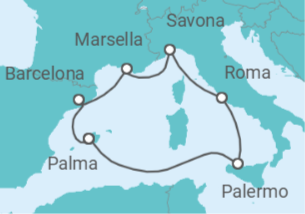 Itinerario del Crucero España, Italia - Costa Cruceros