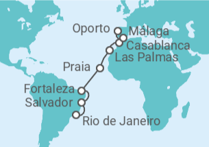 Itinerario del Crucero Brasil, Cabo Verde, España, Marruecos - Costa Cruceros
