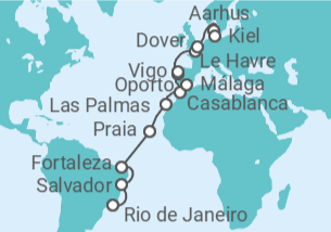 Itinerario del Crucero desde Río de Janeiro (Brasil) a Kiel (Alemania) - Costa Cruceros