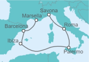 Itinerario del Crucero España, Italia - Costa Cruceros