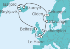 Itinerario del Crucero Francia, Islandia, Noruega - Norwegian Cruise Line