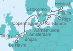 Itinerario del Crucero desde Le Havre (París) a Estocolmo (Suecia) - Norwegian Cruise Line